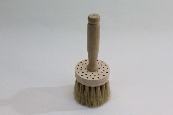 Flächenstreicher 80 mm rund mit Holzgriff / Rosshaar hell